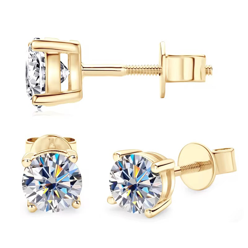 10K Solid Gold - 6.5mm VVS1 D Moissanite Stud Earrings                                       ★★★★ (56)