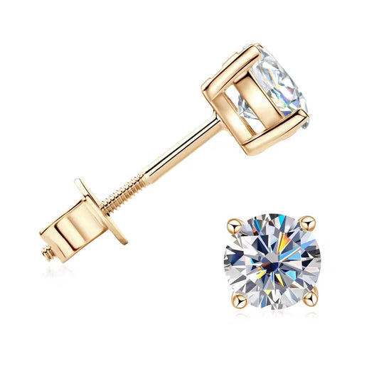 10K Solid Gold - 5mm VVS1 D Moissanite Stud Earrings                                                     ★★★★½ (73)